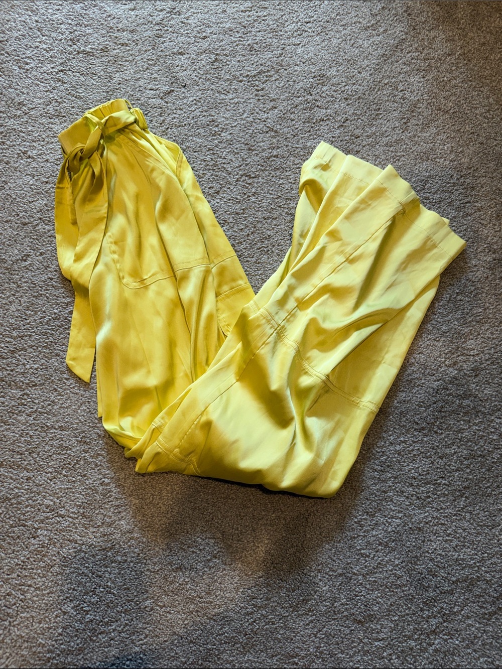 Hutch Bright Yellow Wide-Leg Tie- Waist Pants